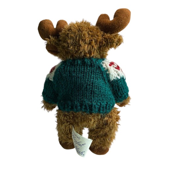 CHRISHA CREATIONS Vintage Moose Plush 1996 Toy Stuffed Animal Winter Sweater - Picture 3 of 11